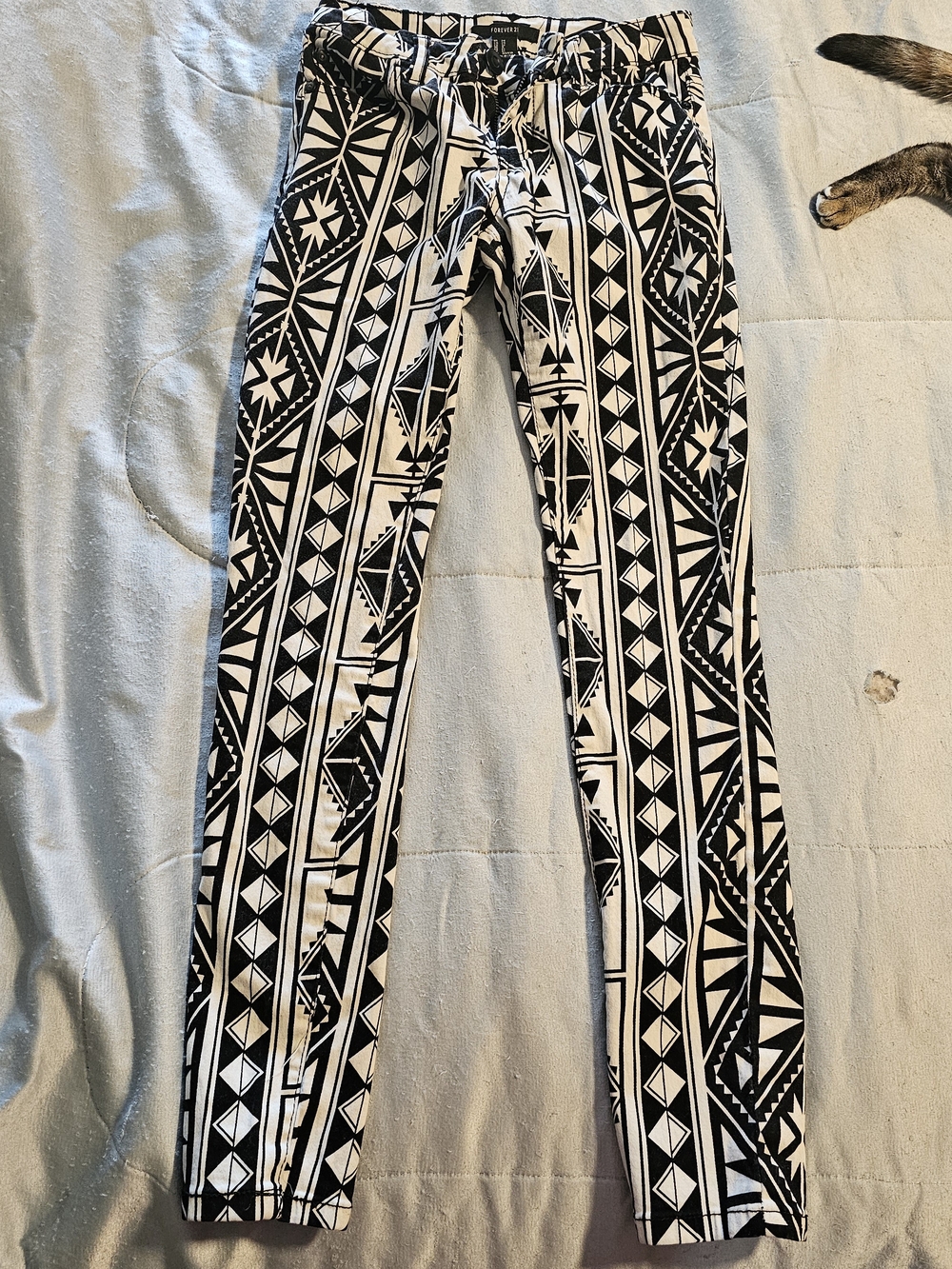 Black & White Geometric Skinny Jeans